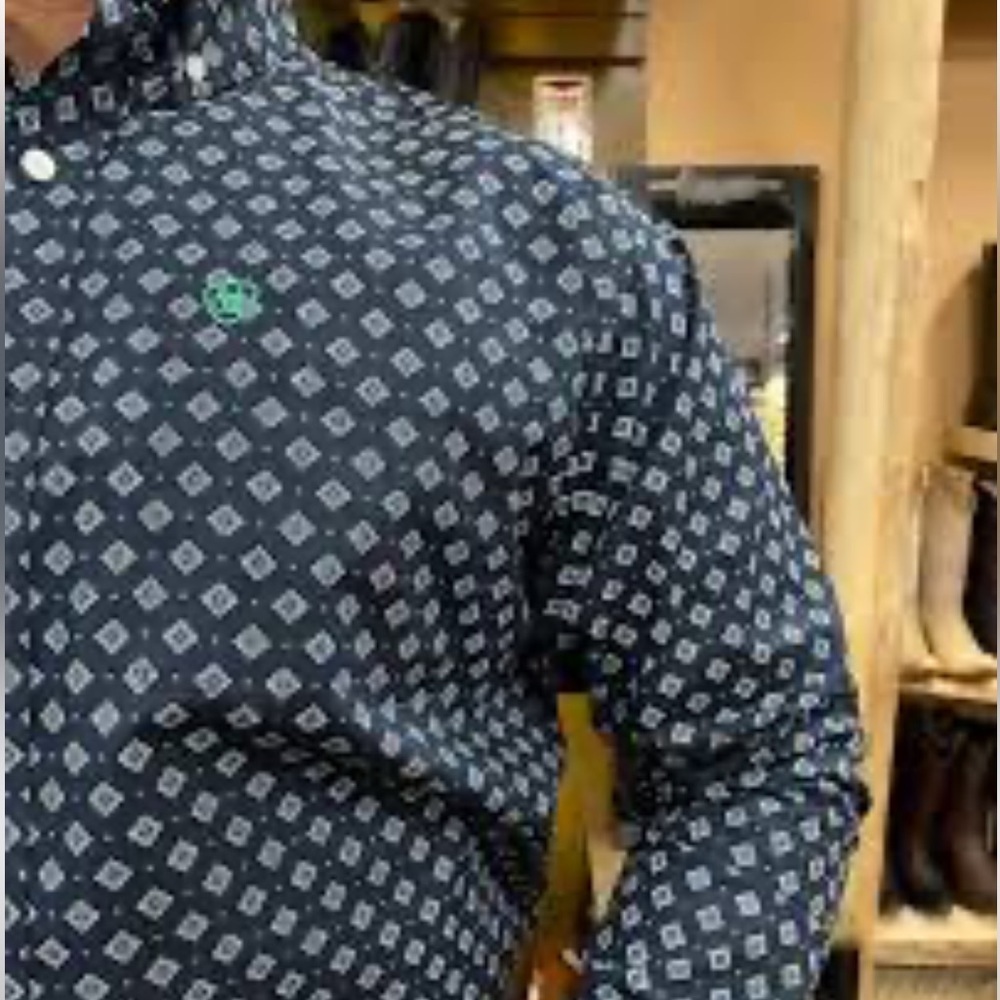 Ariat Long Sleeve Button Down
Geometric Blue Green Designed Sz S Men - Picture 2 of 9